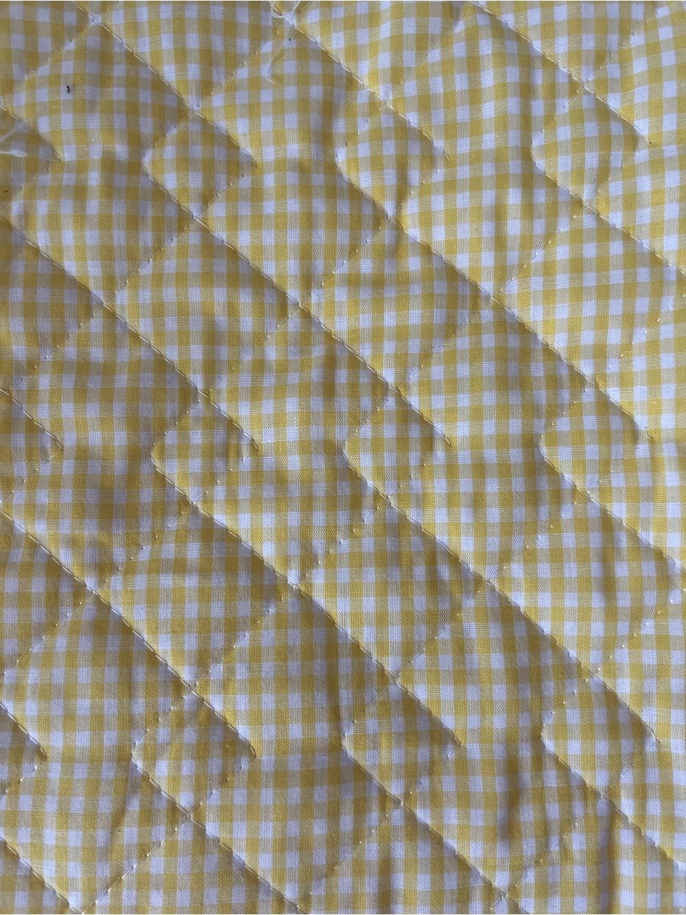 NEW Quilted Yellow Gingham Check Fabric Remnant 44" X 23" From Smoke-Free